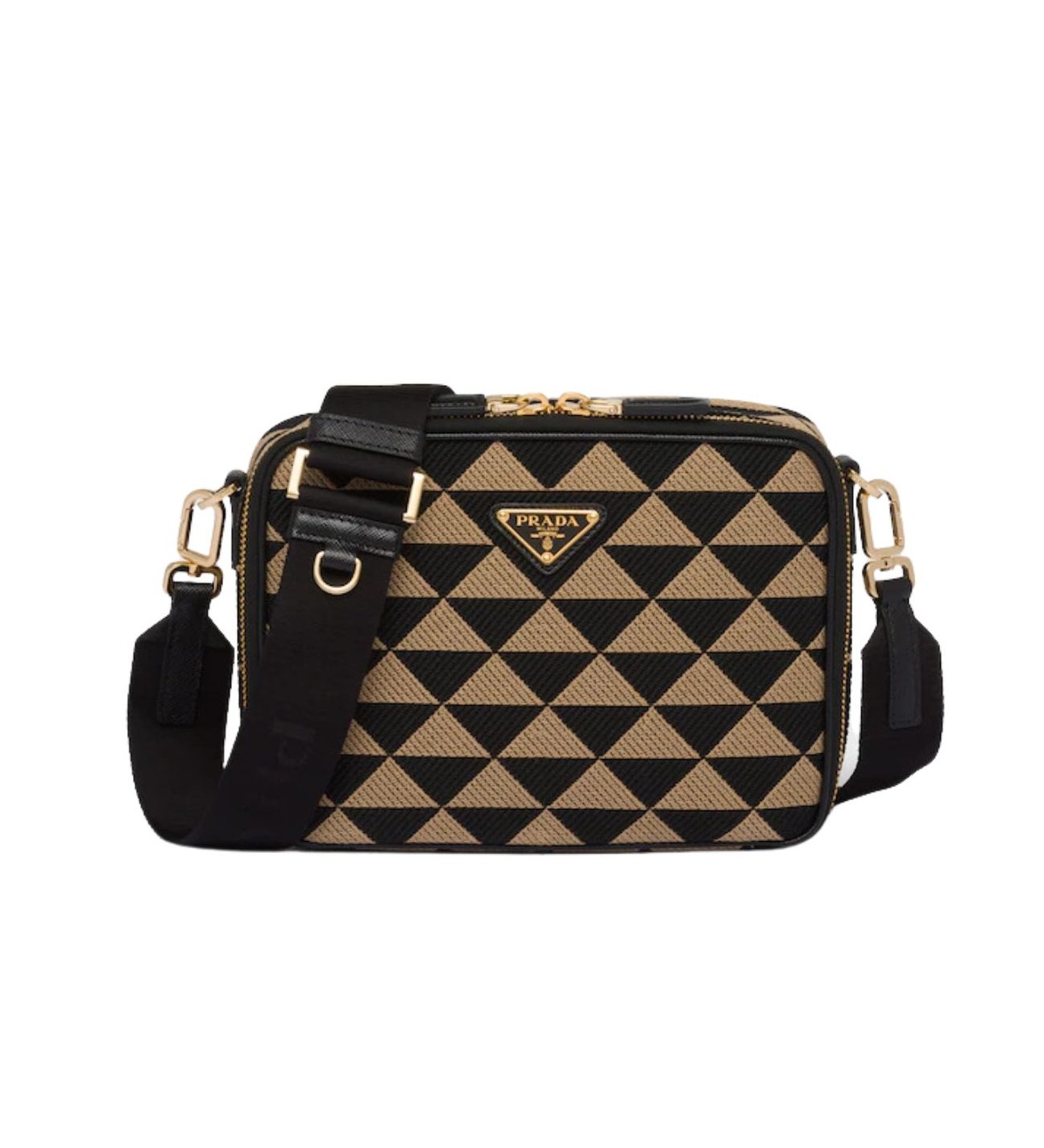 Pra*a Symbole Embroidered Fabric Bag In Beige For Women 8.6 in/ 22 cm 2VH069_2FKL_F0Y30_V_MOF