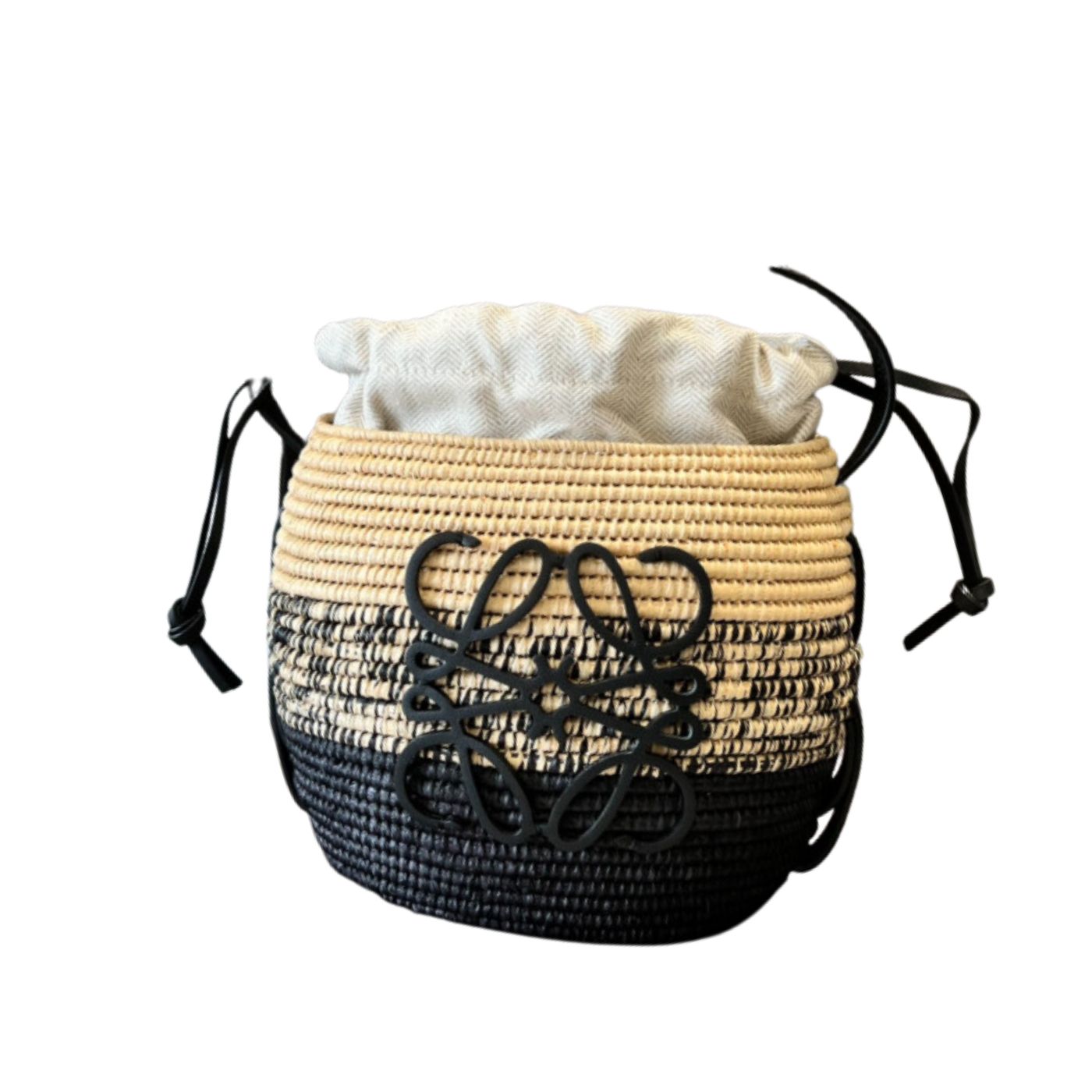 L0ew* Beehive Basket Bag Beige/Black For Women 7.9in / 20cm