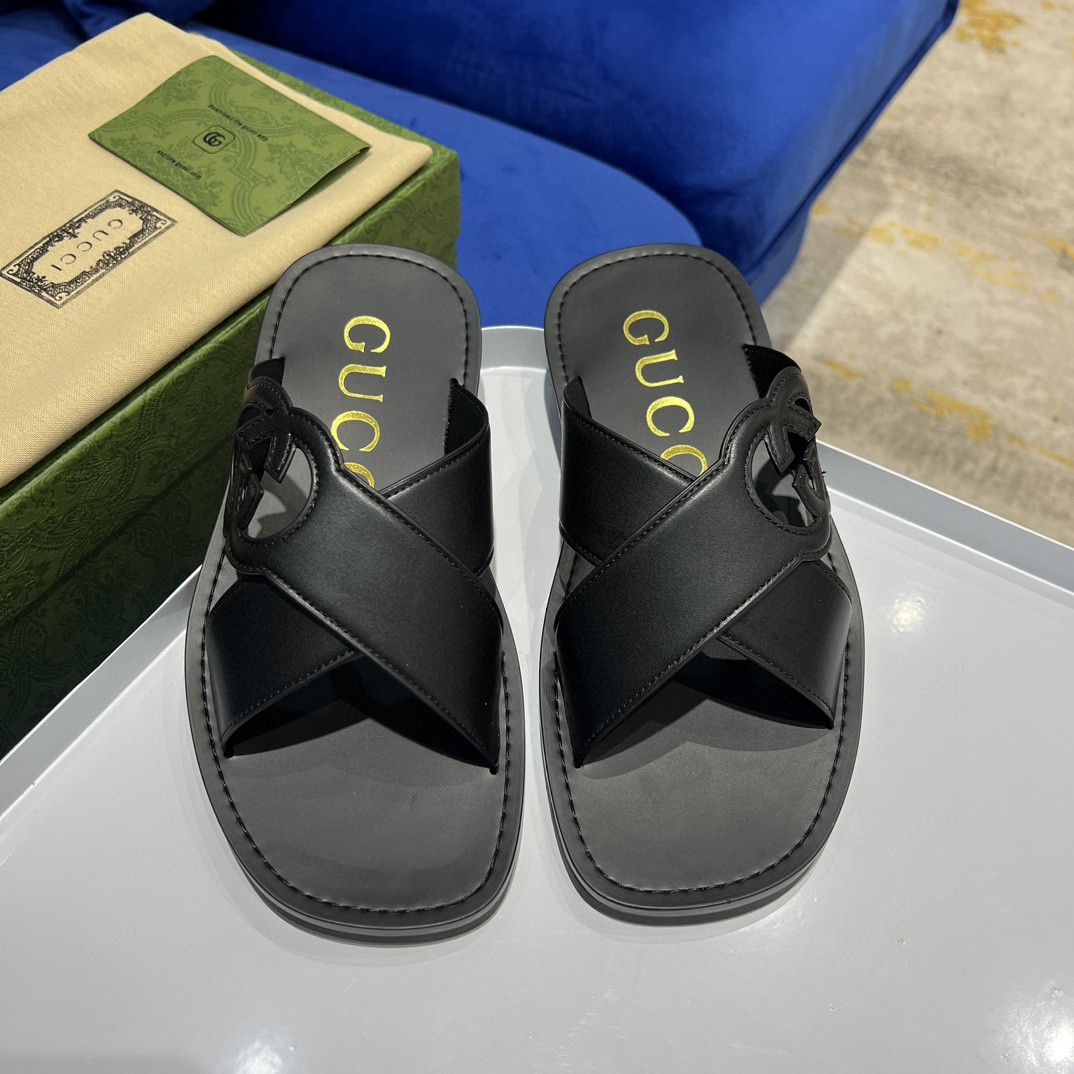 Gvc*1 Interlocking-G Slide Sandal Black For Men 738471 US000 1000