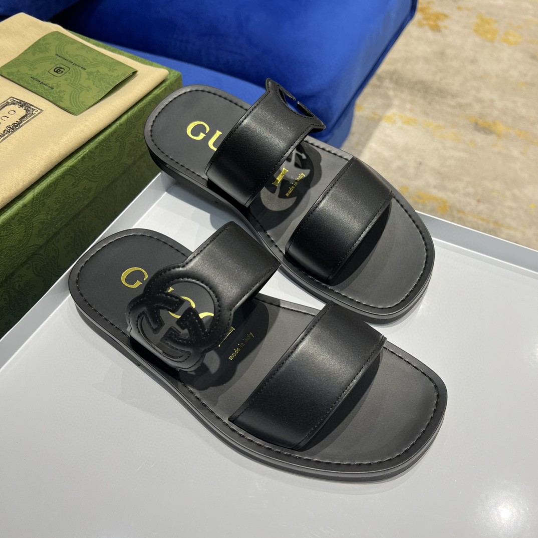 Gvc*1 Interlocking-G Slide Sandal Black For Men