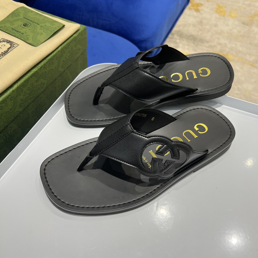 Gvc*1 Interlocking-G Thong Sandal Black For Men