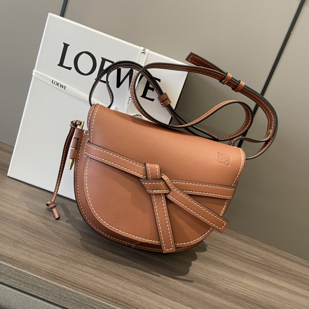 L0ew* Mini Gate Dual Bag Brown For Women 8.3in / 21cm