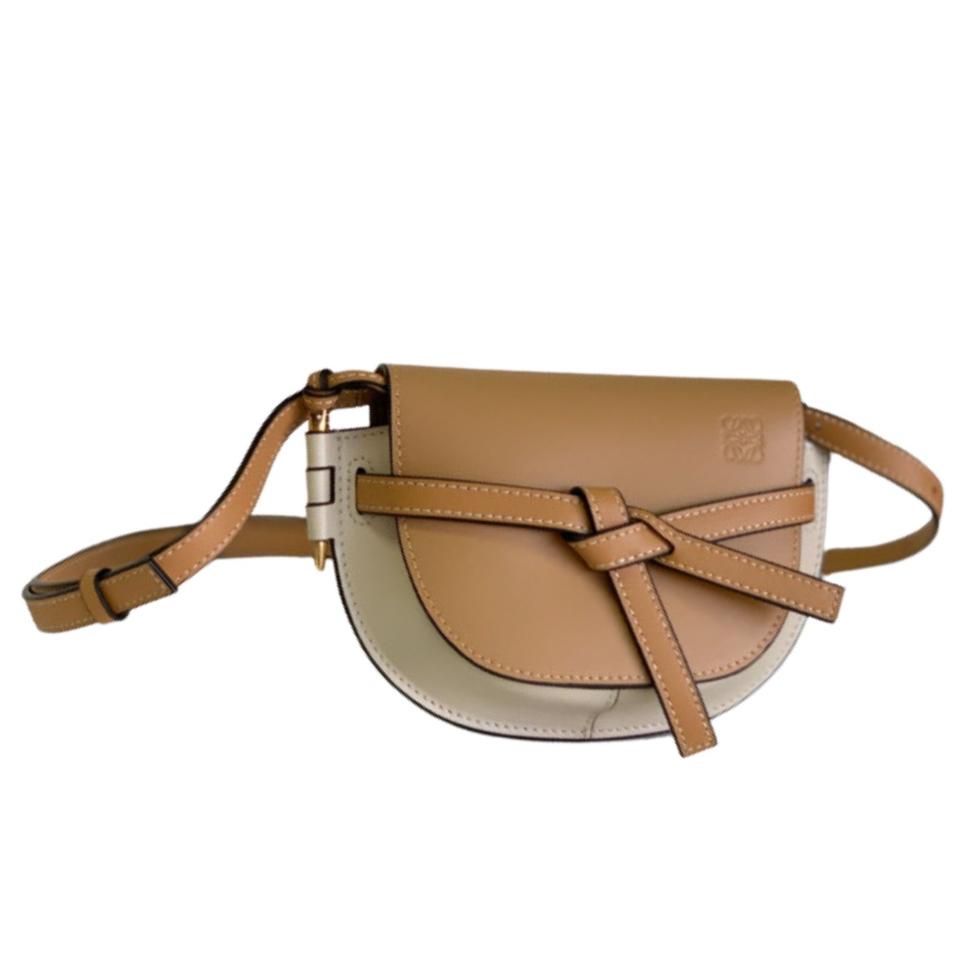 L0ew* Mini Gate Dual Bag Beige/Brown For Women 8.3in / 21cm