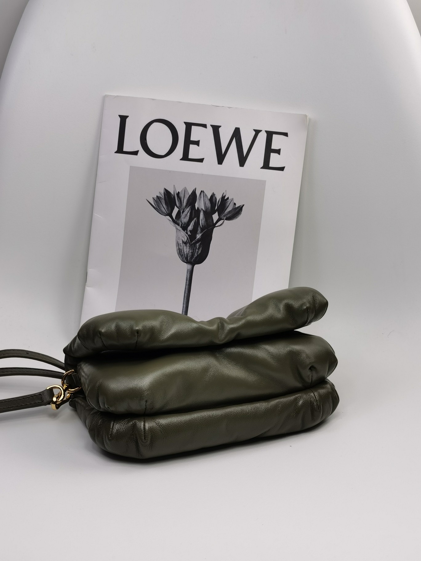 L0ew* Mini Puffer Goya Bag Black/Beige/Green Khaki For Women 7.9in / 20cm A896W56X01