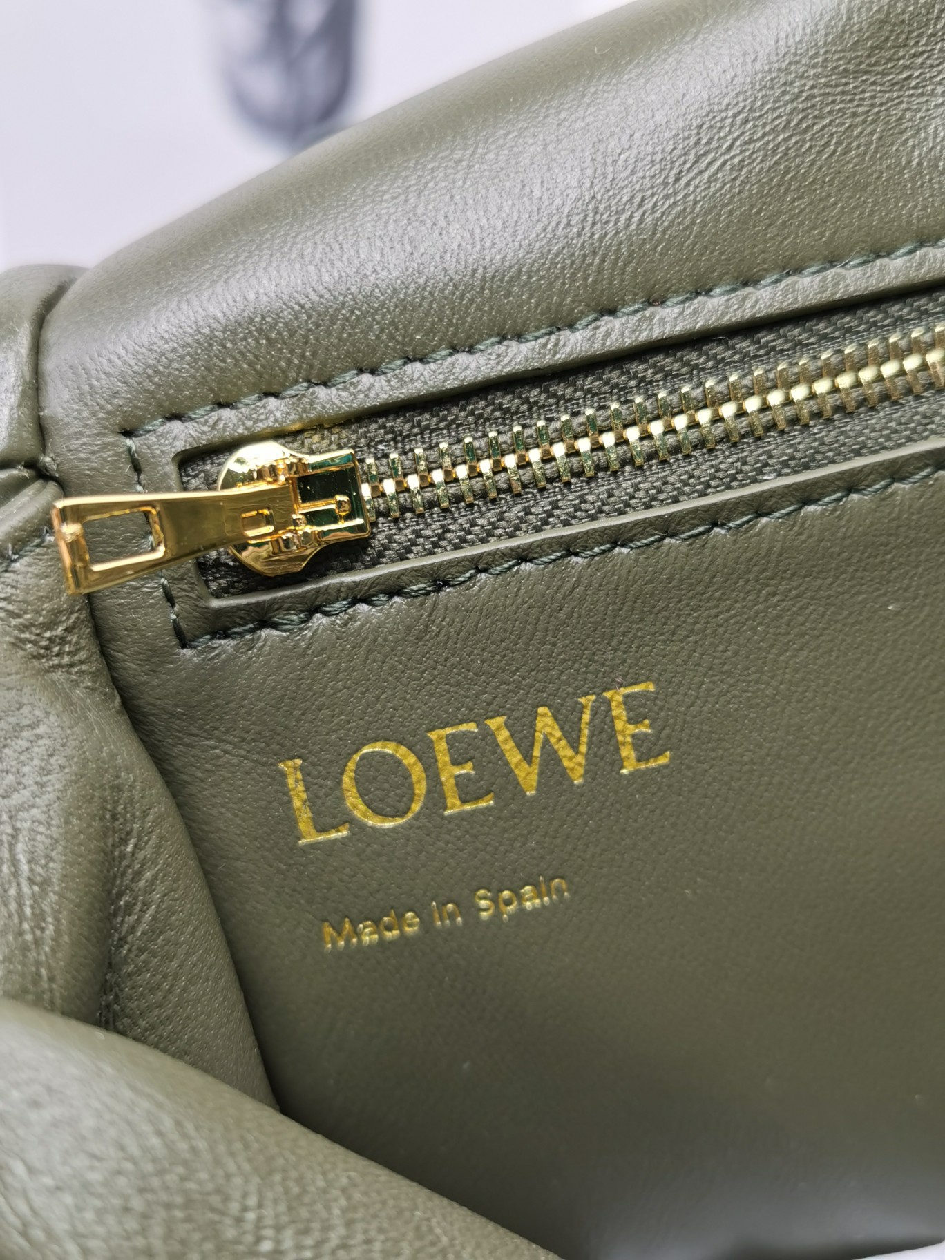 L0ew* Mini Puffer Goya Bag Black/Beige/Green Khaki For Women 7.9in / 20cm A896W56X01