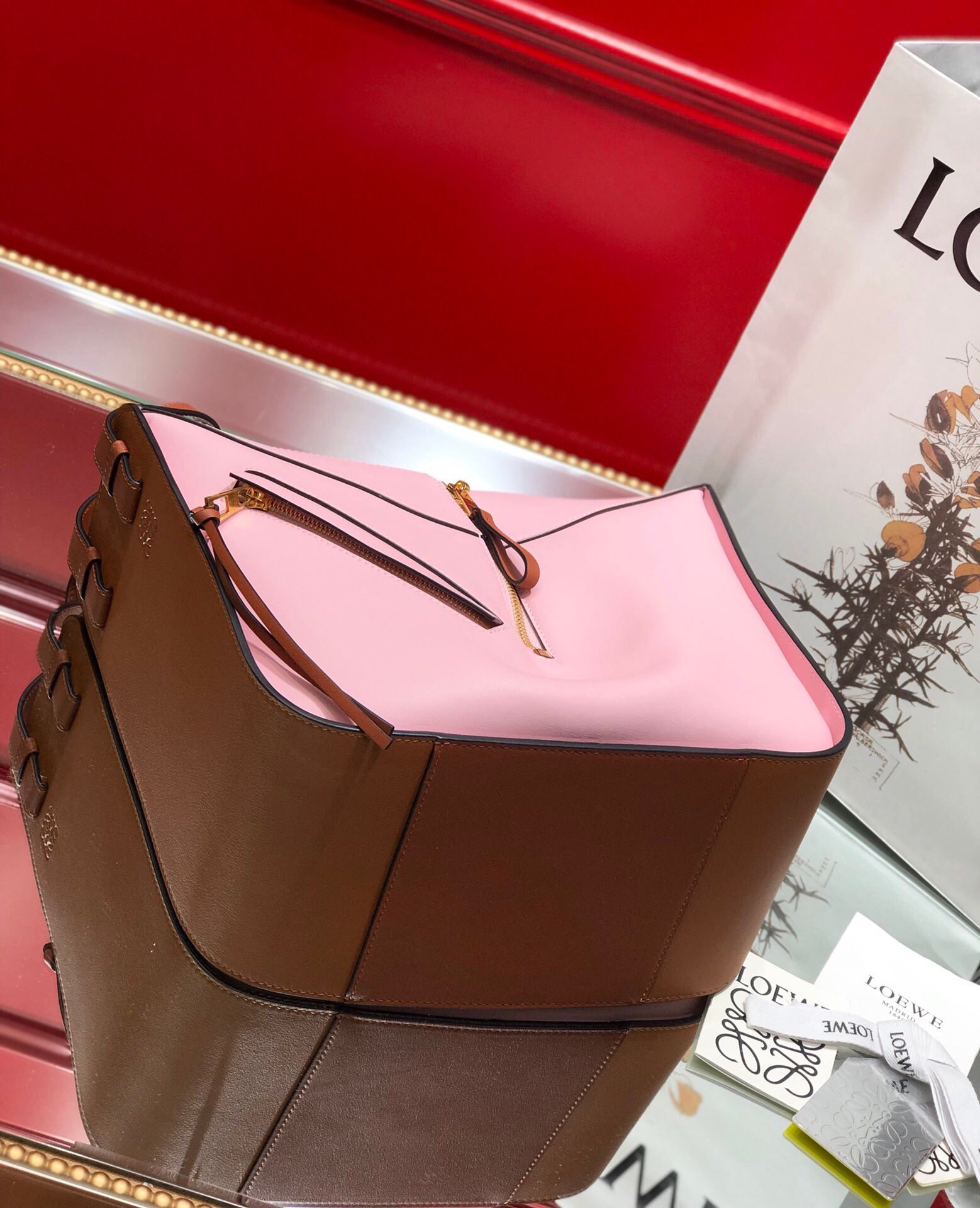 L0ew* Small Hammock Bag Blue/Pink/Beige/White/Brown/Burgundy/Grey For Women 11.8in / 30cm