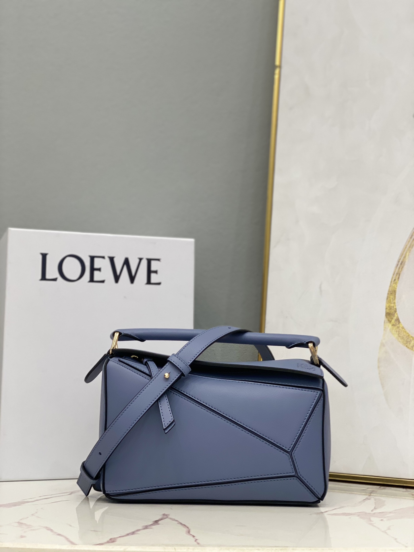 L0ew* Small Puzzle Bag Pink/Grey/Brown/Blue For Women 9.4in / 24cm