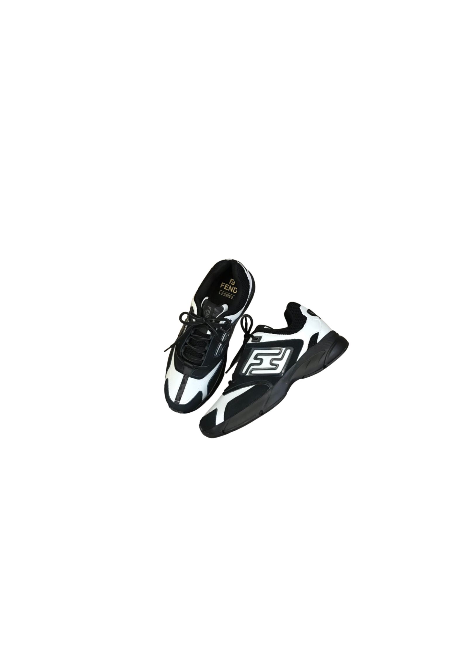 F**di FD Faster Trainers Sneakers Black And White For Men