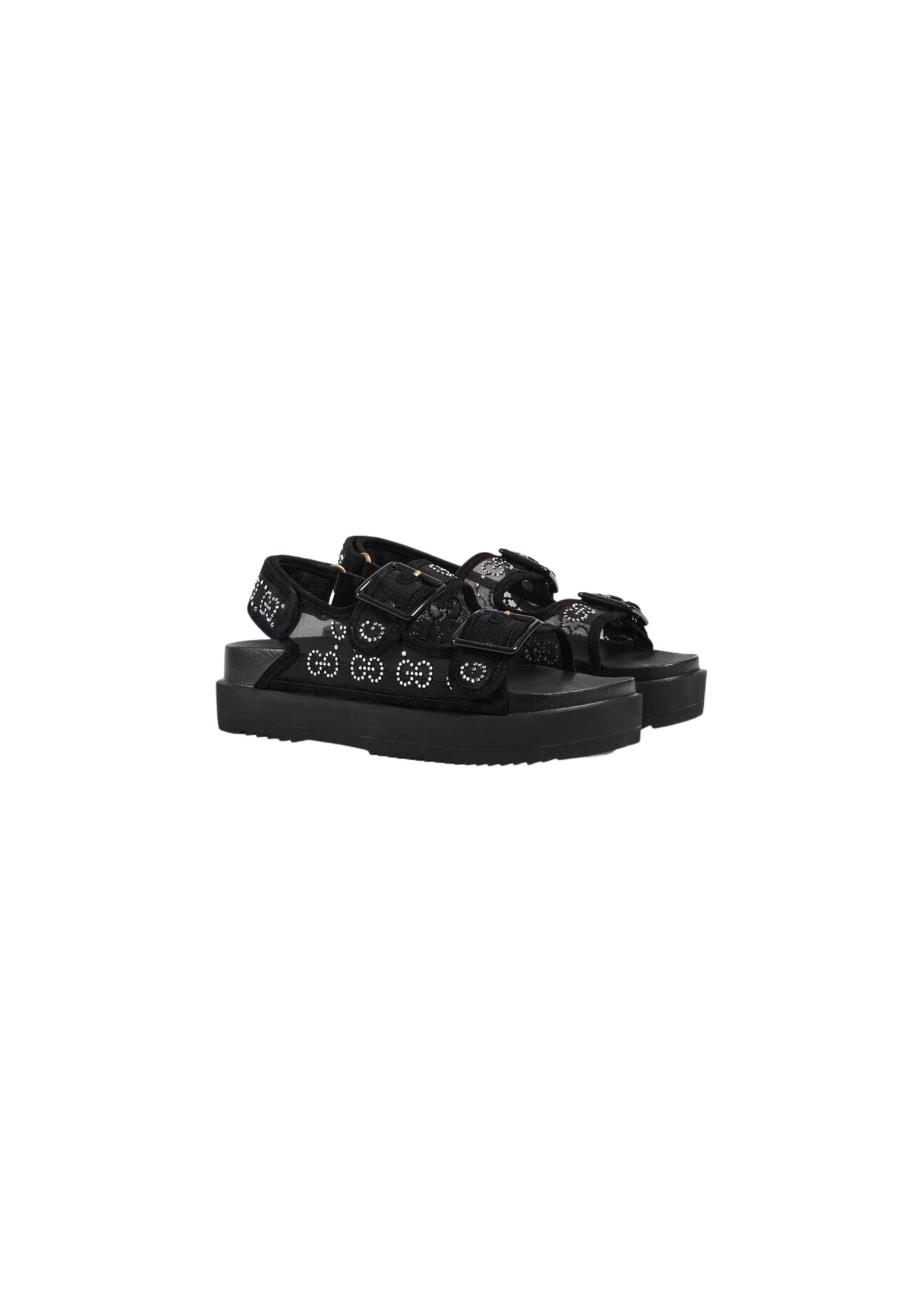 Gvc*1 GG Sandal With Crystals Black For Women 701158 F13A0 1000