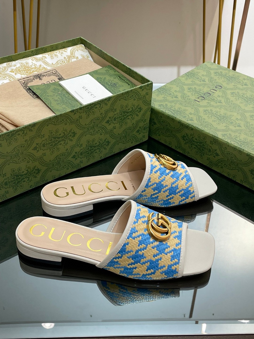 Gvc*1 Slide Sandal With Double G Blue For Women