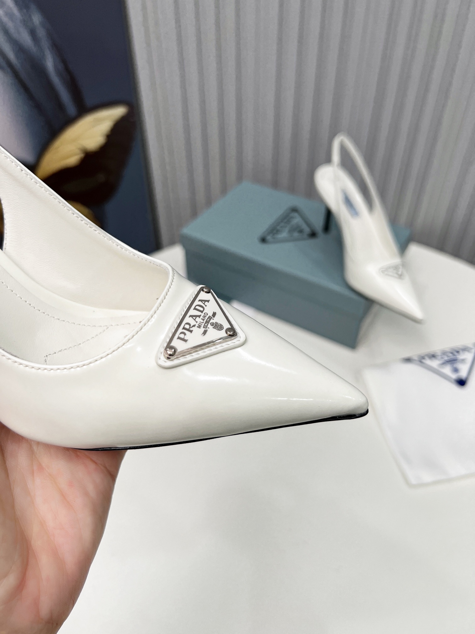 Pra*a Brushed Sling Pumps White For Women