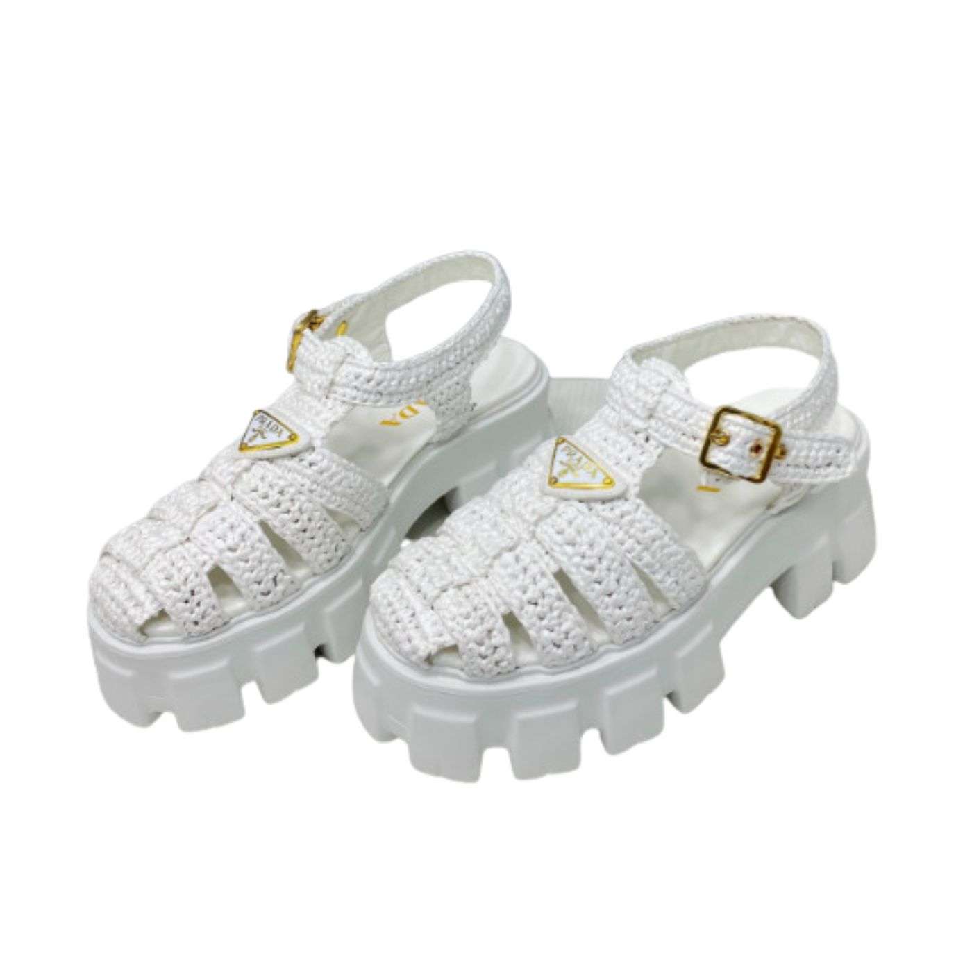 Pra*a Monolith Crochet Cage Sandals White For Women
