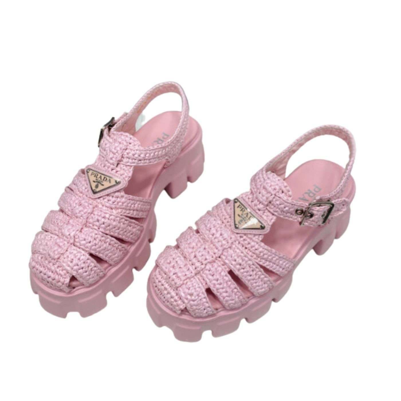 Pra*a Monolith Crochet Cage Sandals Pink For Women