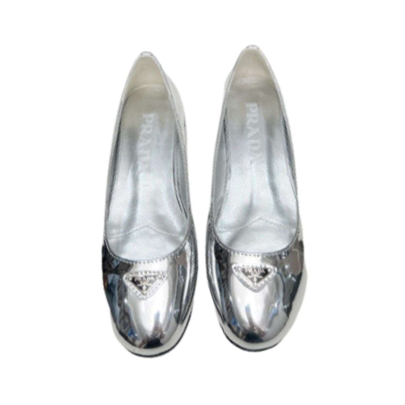 Pra*a Patent Ballerinas Silver For Women