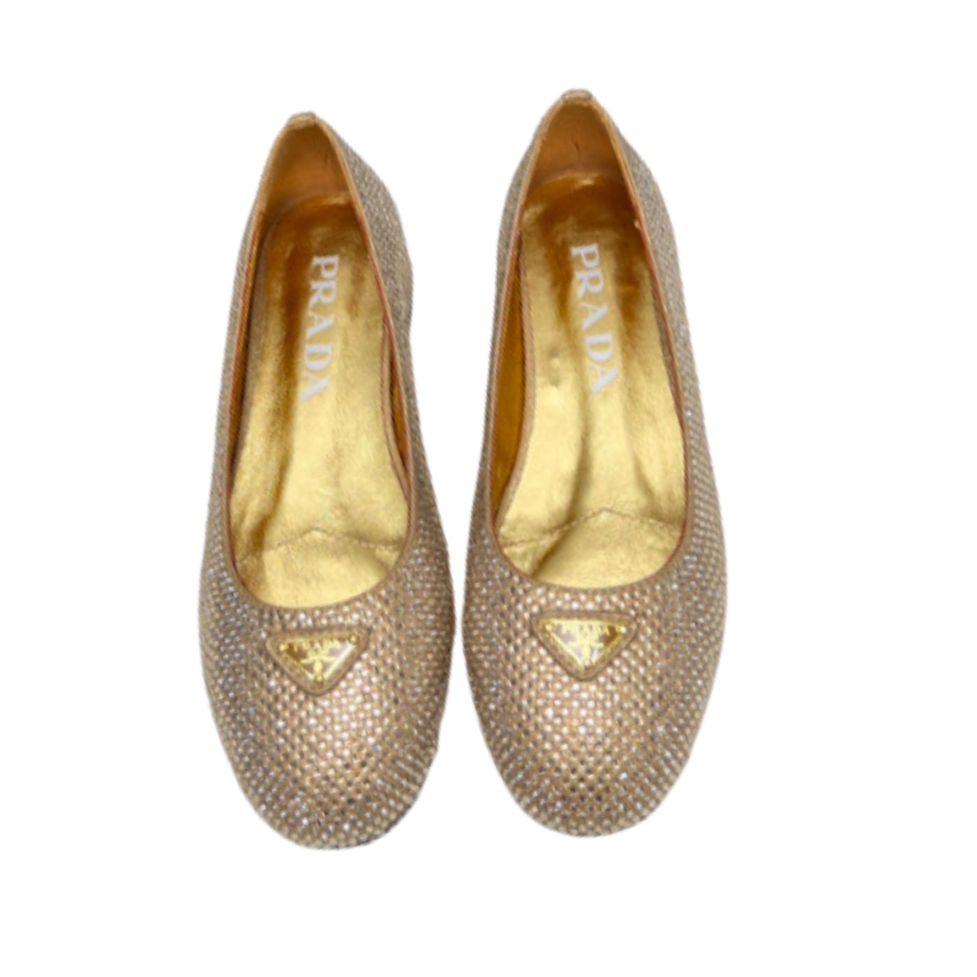 Pra*a Patent Ballerinas Gold For Women