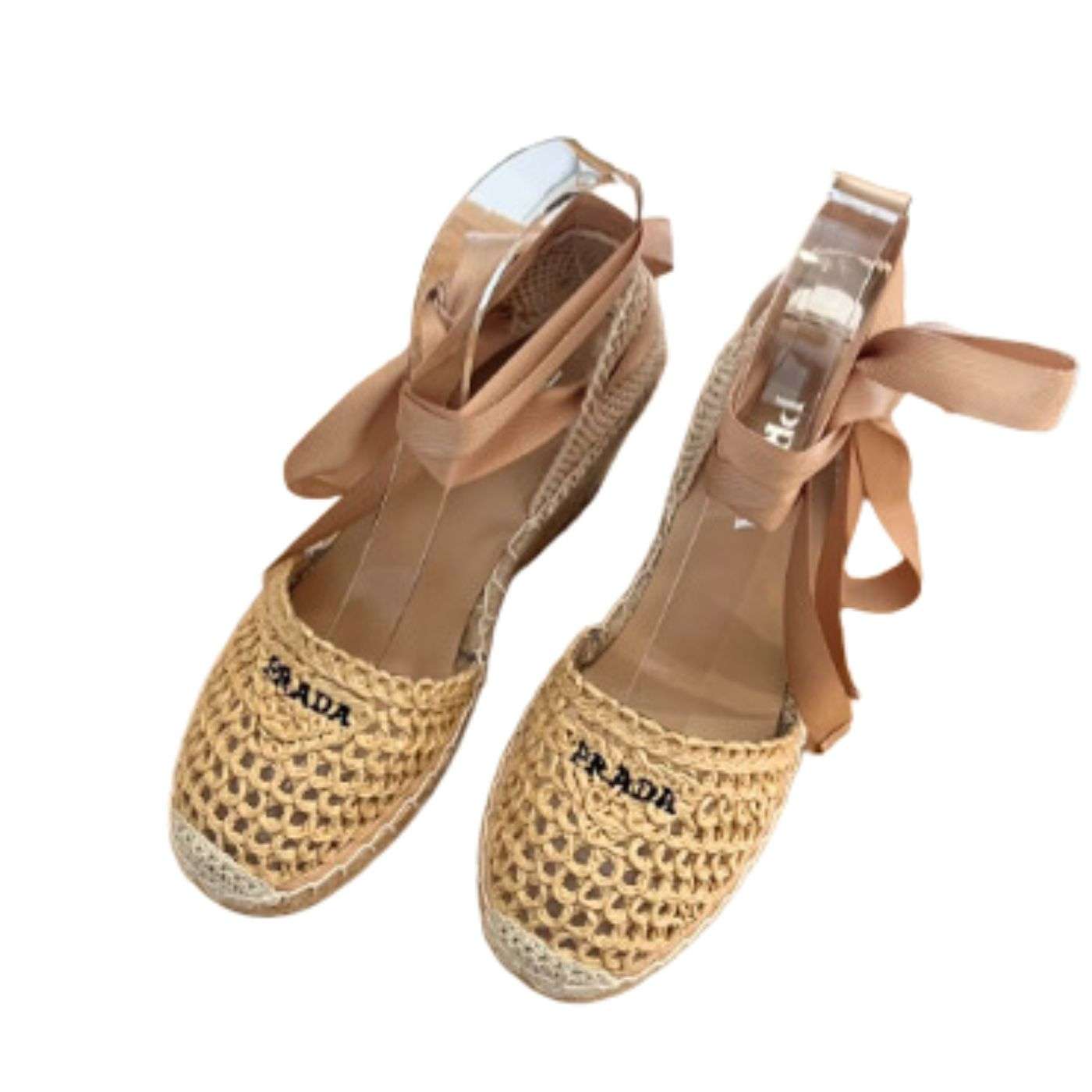 Linen Espadrille Wedge Sandals Beige For Women