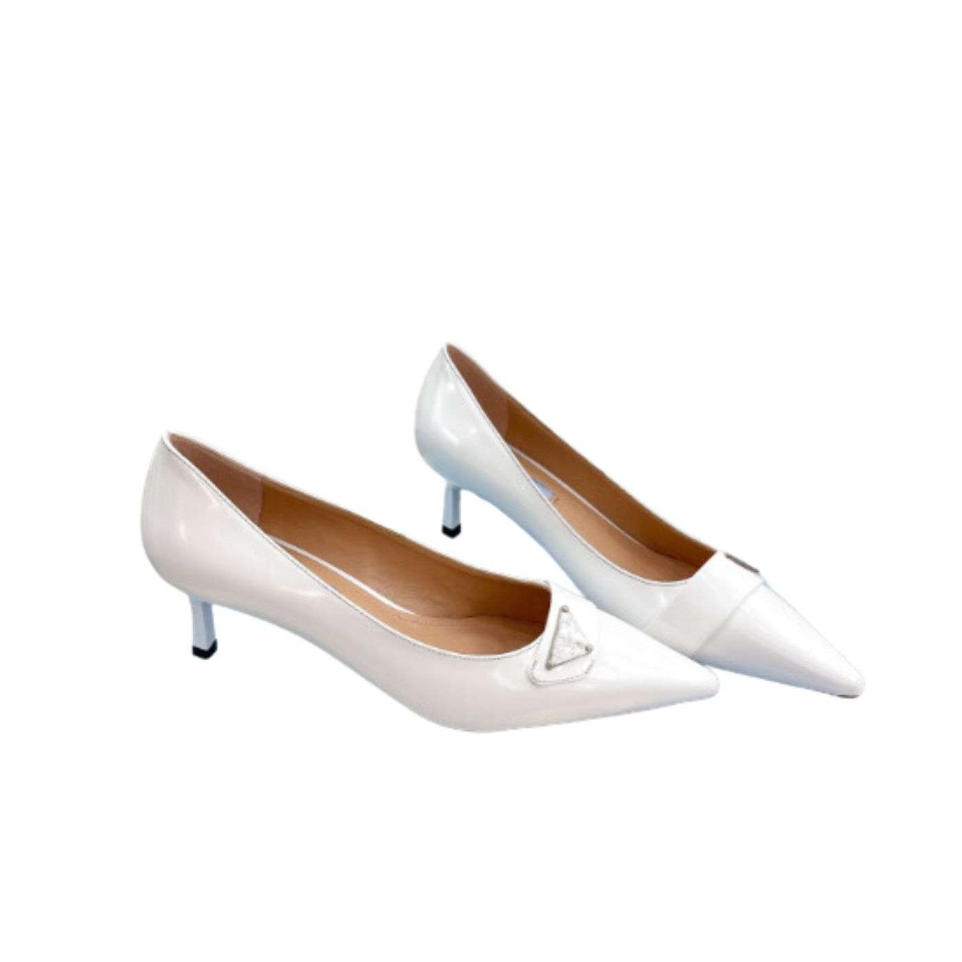 Pra*a Soft Pointed Heel Pumps White For Women