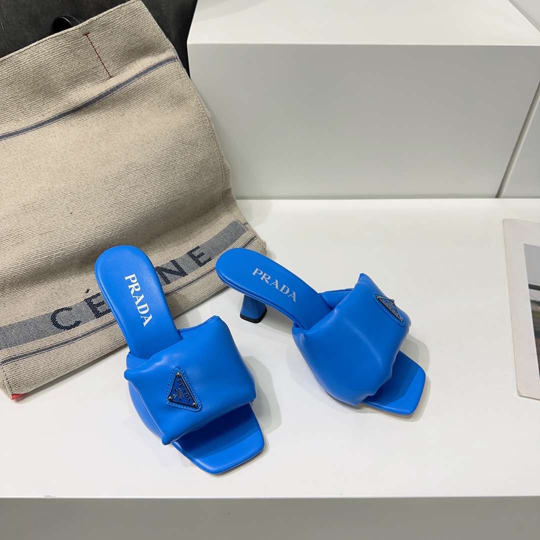 Pra*a Soft Padded Nappa Sandals Blue For Women