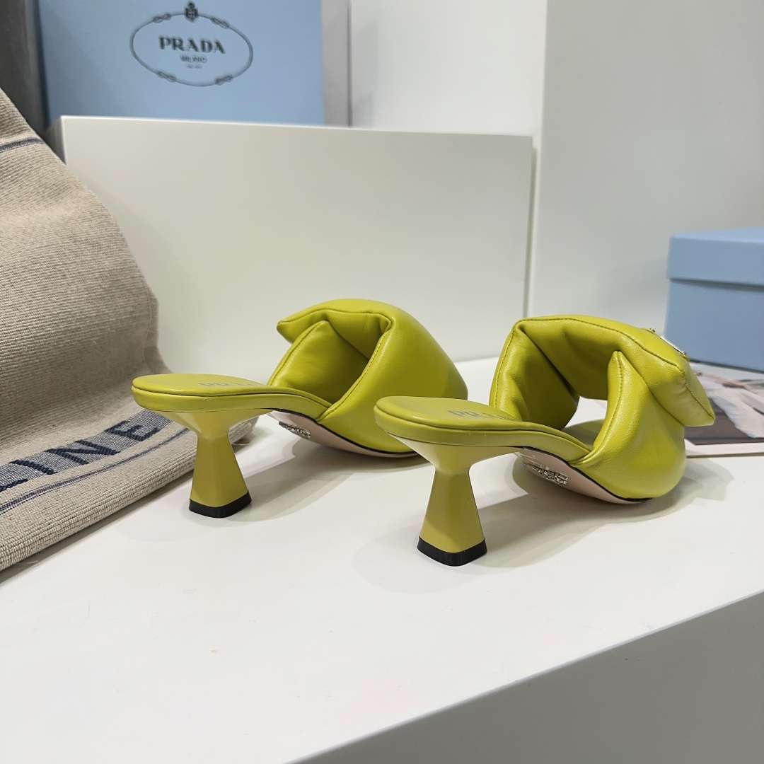 Pra*a Soft Padded Nappa Sandals Yellow For Women