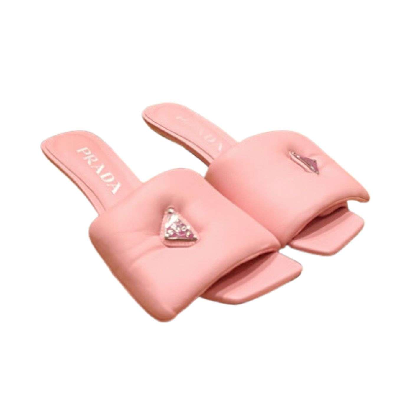 Pra*a Soft Padded Nappa Slides Light Pink For Women