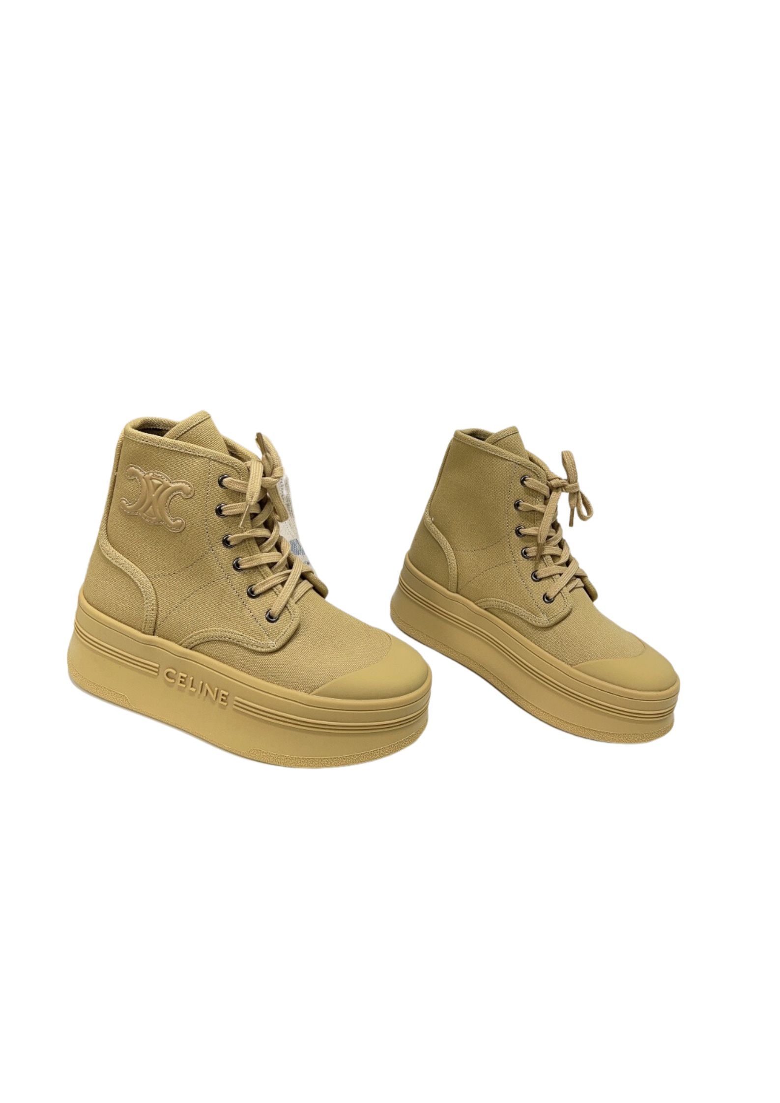 Ce1i*e Block With Triomphe Patch In Canvas Beige For Women