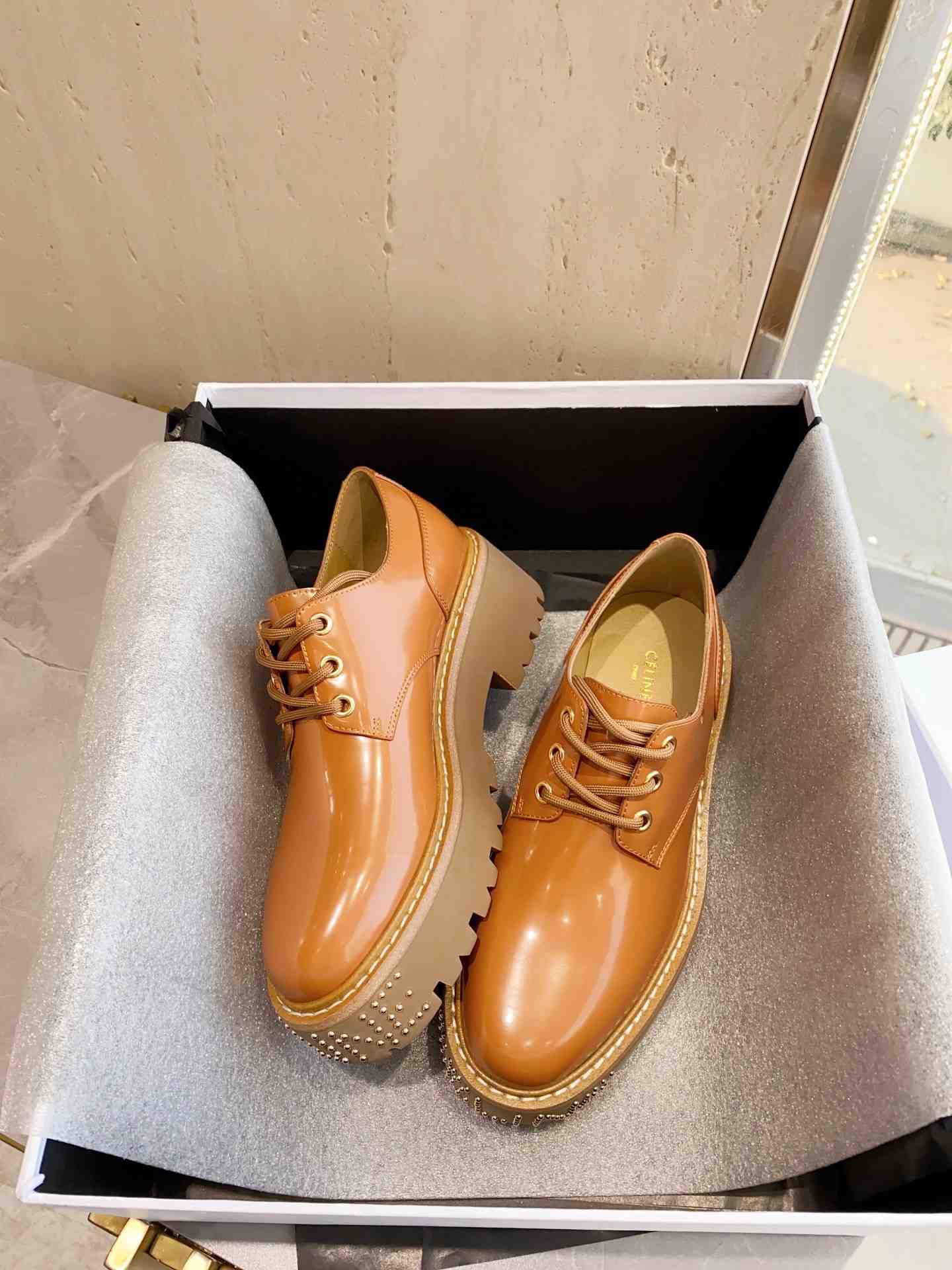 Ce1i*e Bulky Derby With Studded Outsole Brown For Women