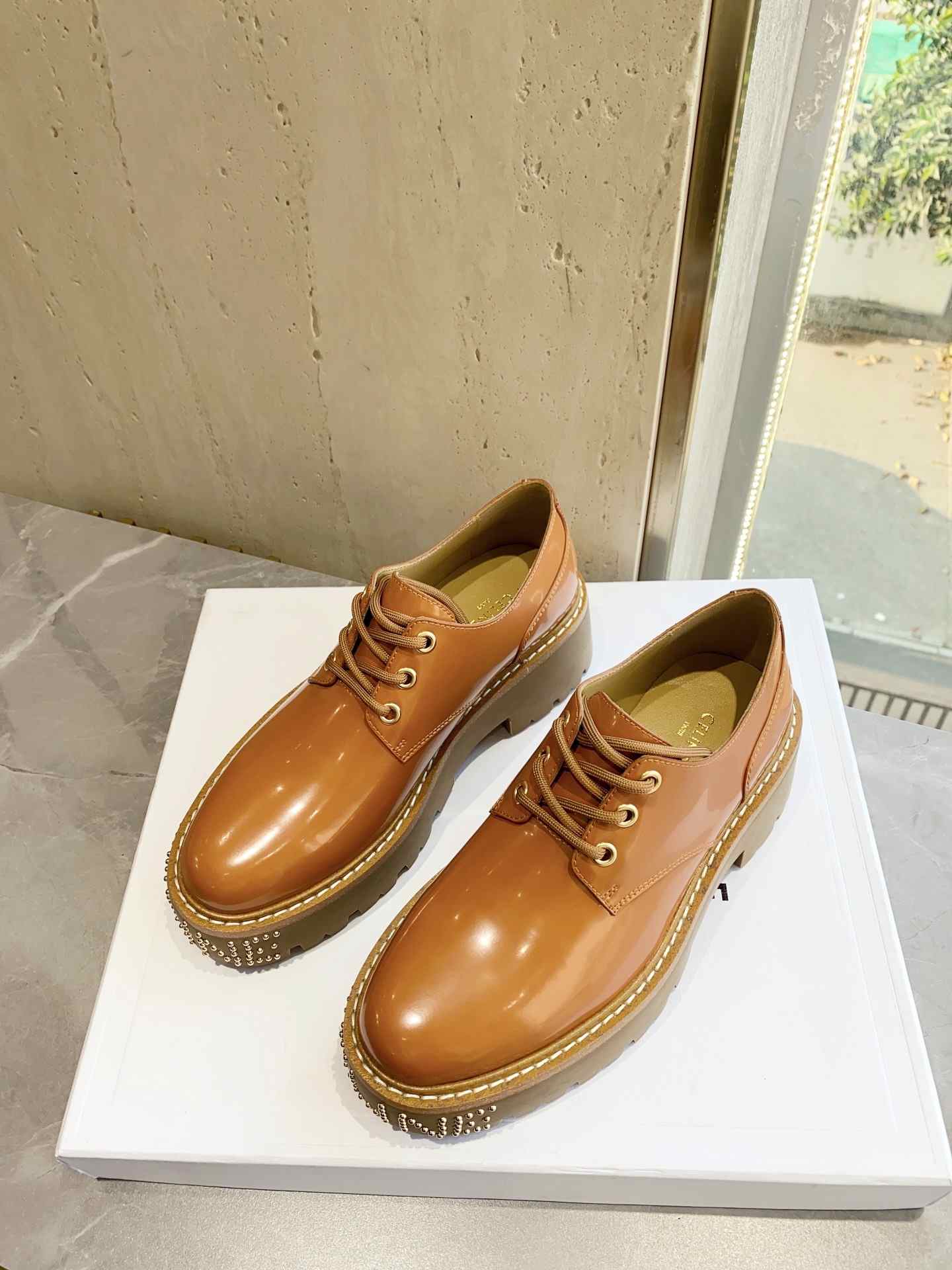 Ce1i*e Bulky Derby With Studded Outsole Brown For Women