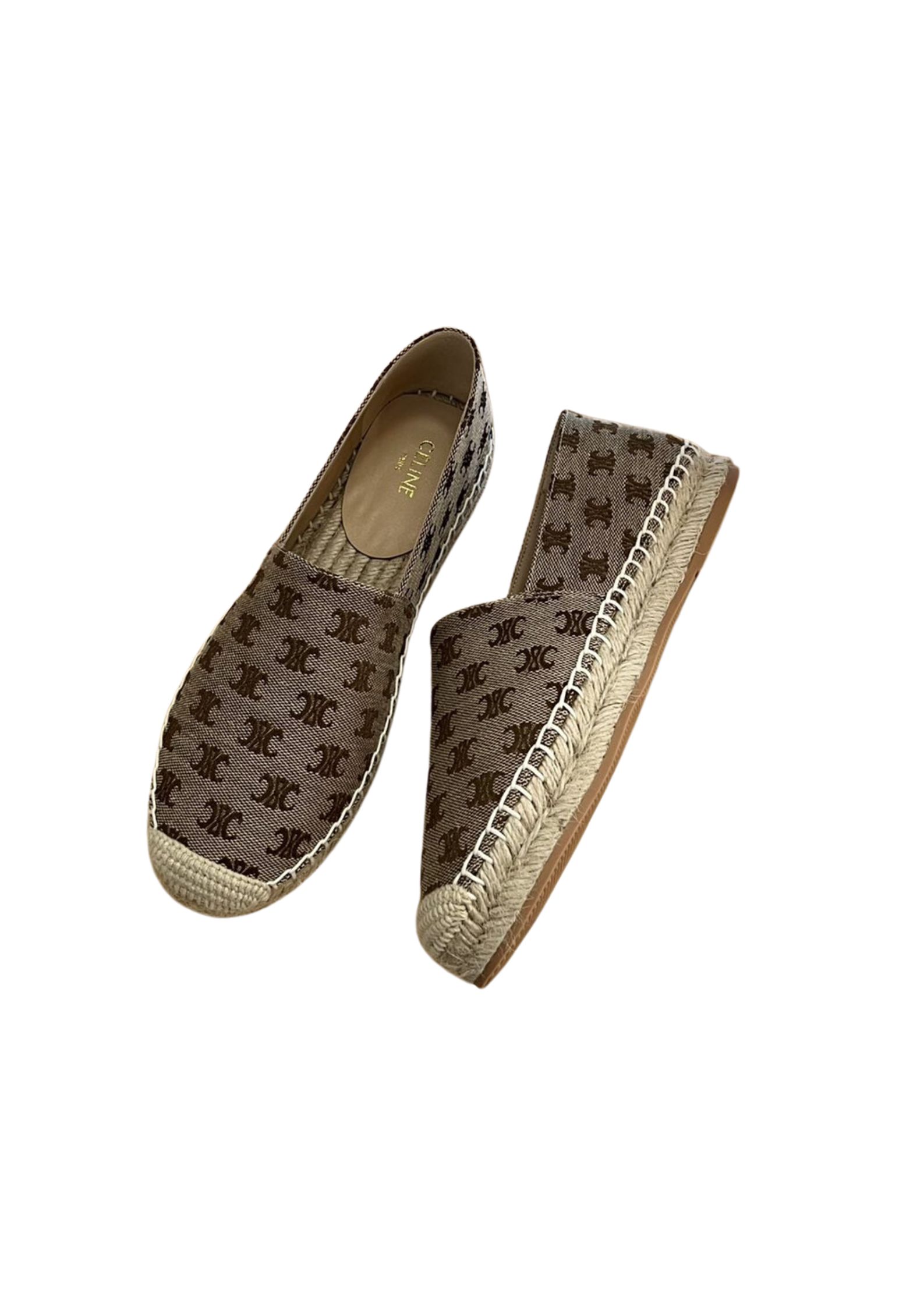 Ce1i*e Flat Espadrille With Triomphe Signature In Triomphe Canvas Brown For Women
