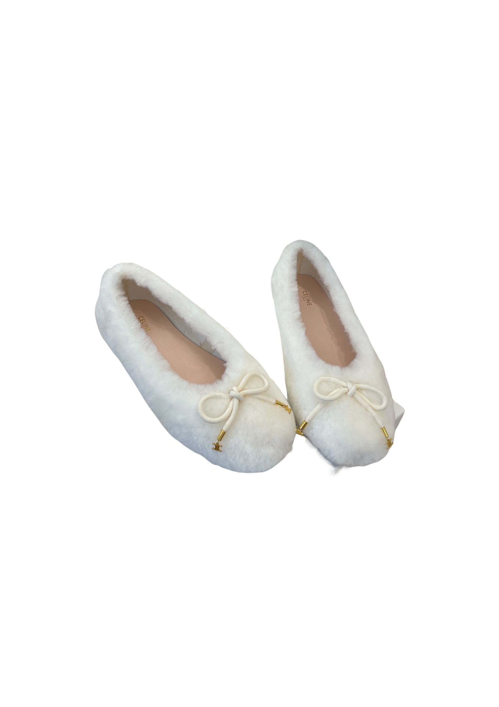 Ce1i*e Les Ballerines Ce1i*e Ballerina With Triomphe Laces And Fur White For Women