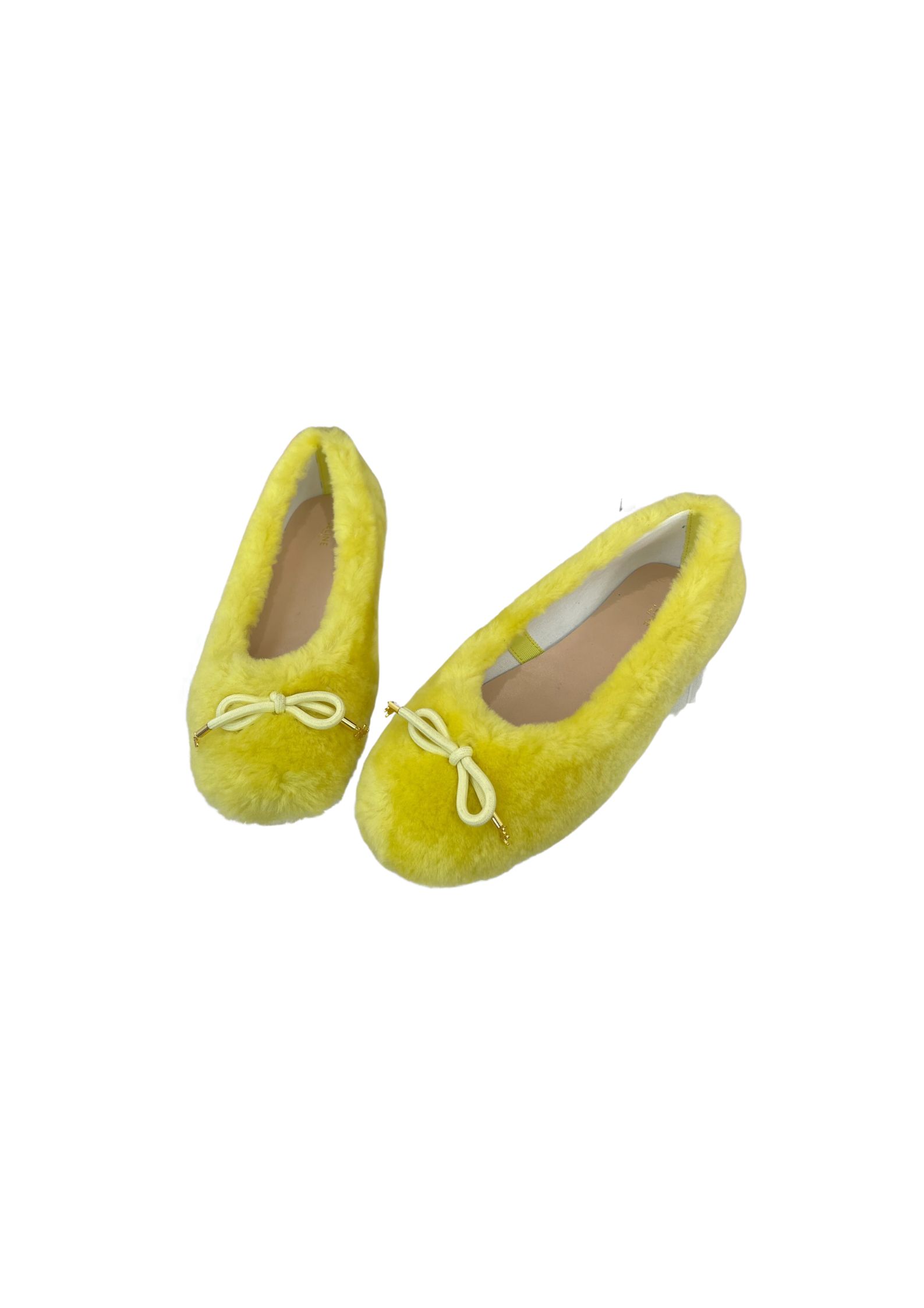 Ce1i*e Les Ballerines Ce1i*e Ballerina With Triomphe Laces And Fur Yellow For Women