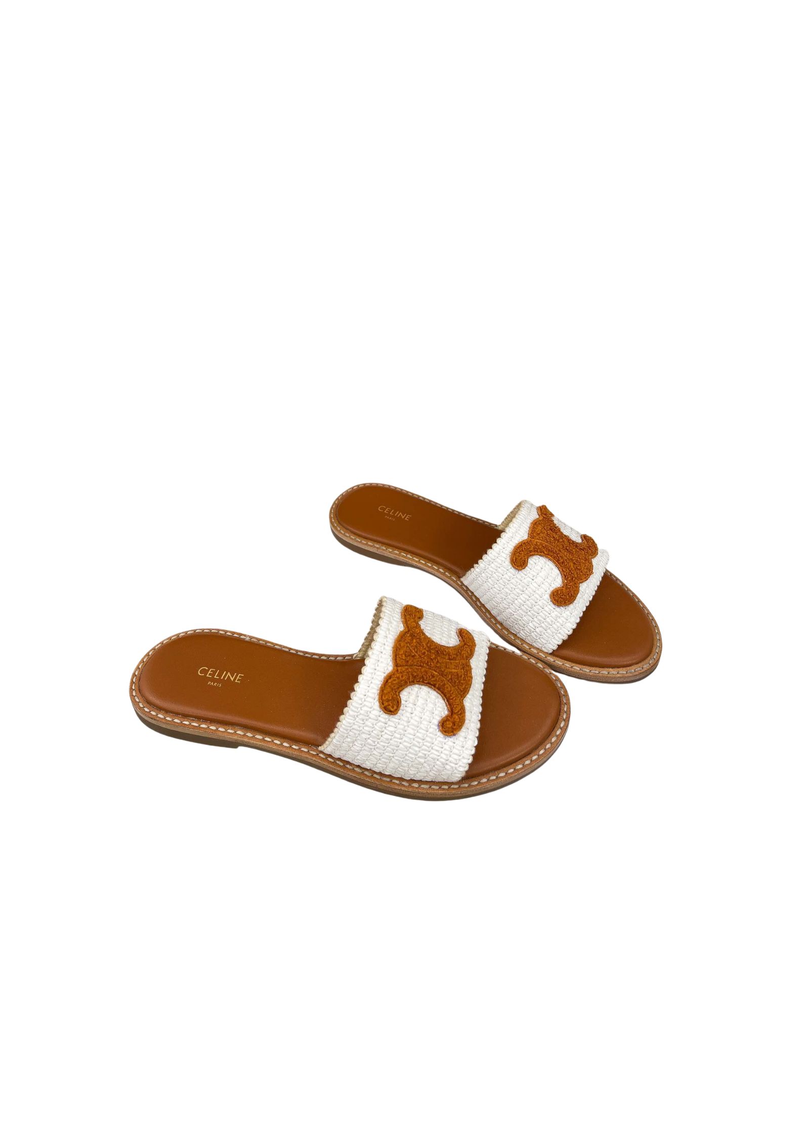 Ce1i*e Lympia Flat In Raffia White For Women