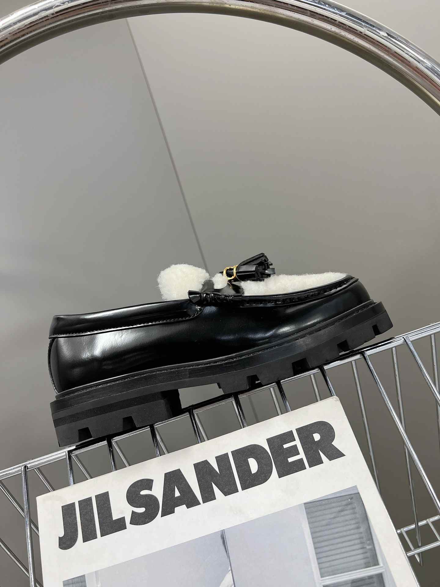 Ce1i*e Margaret Fur Loafer With Tassels Black For Women