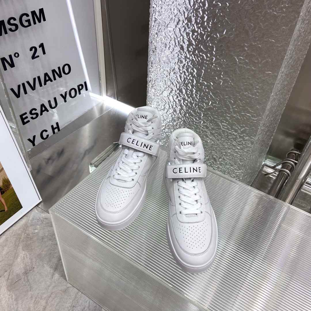 Ce1i*e Trainer High Sneaker With Scratch White For Women