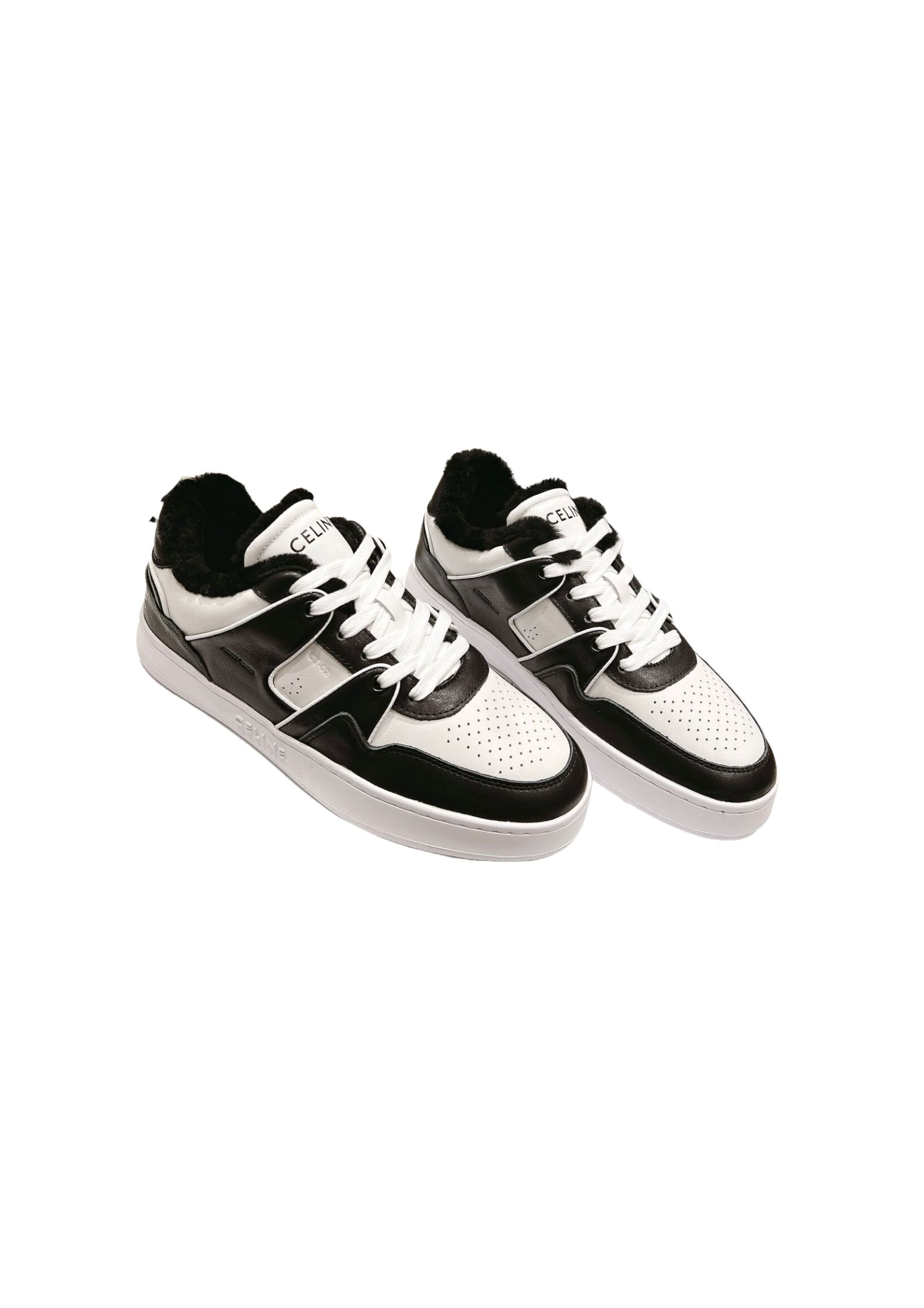 Ce1i*e Trainer Low Lace-Up Sneaker With Fur Black For Women