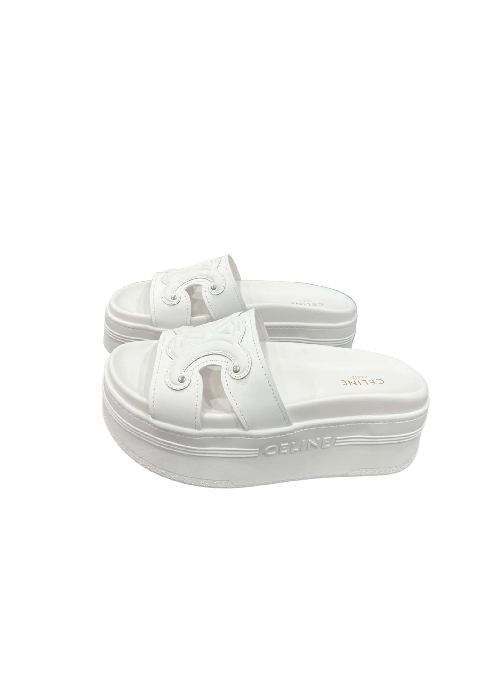 Ce1i*e Triomphe Block Slide White For Women