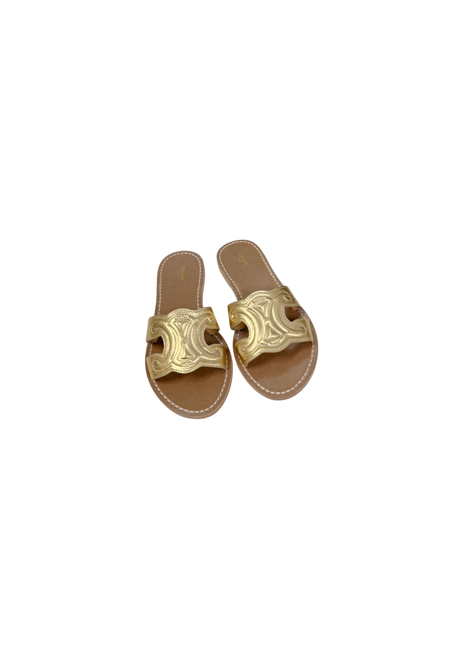 Ce1i*e Triomphe Mule In Metalized Gole Tone For Women