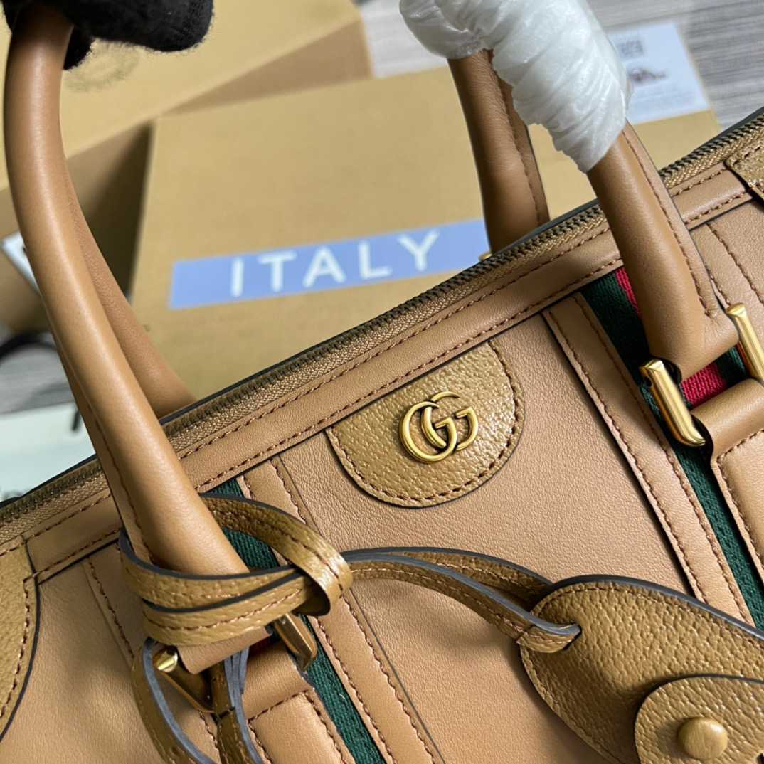 Gvc*1 Double G-Detailed Smooth Medium Handbag Brown For Men 13.3 in/ 34 cm