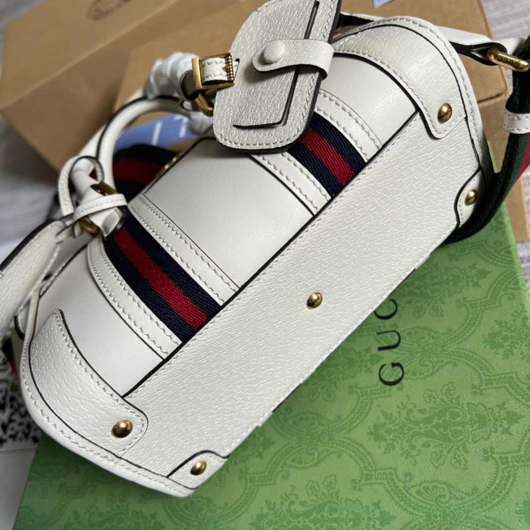Gvc*1 Double G-Detailed Smooth Mini Handbag White/Grey/Brown For Men 8.6 in/ 22 cm