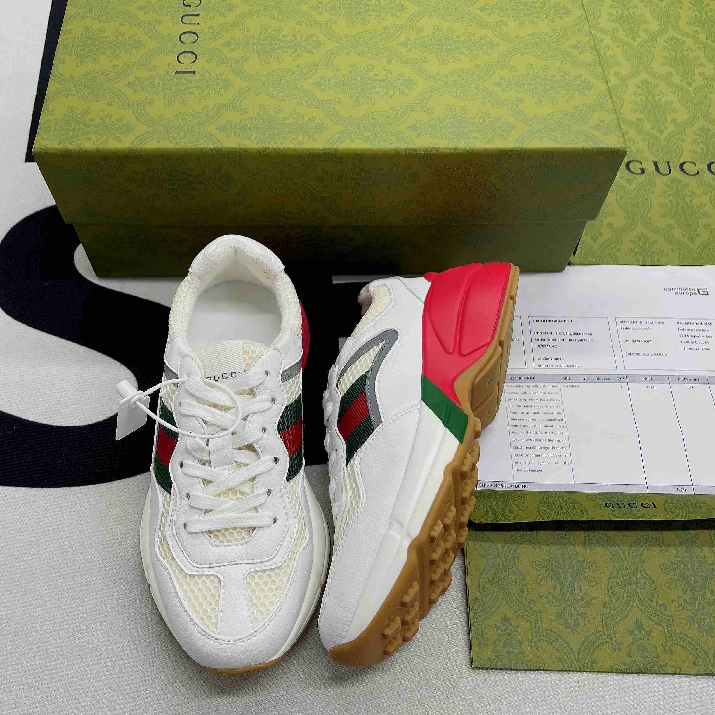 Gvc*1 GG Rhyton Sneaker White And Red For Men