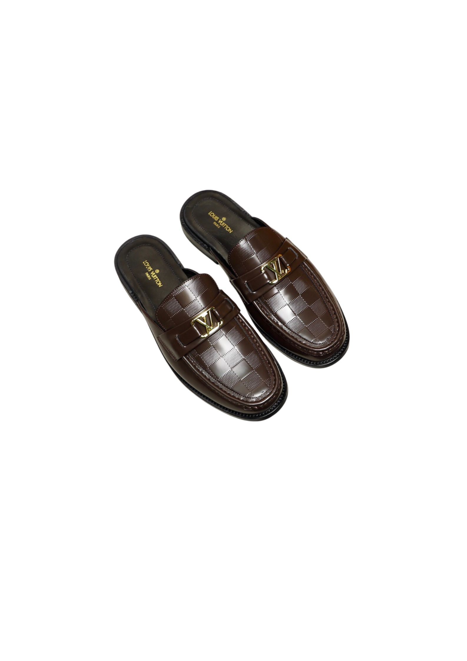 L0vis Vvtt0n Major Open Back With Square Pattern Loafer Brown For Men
