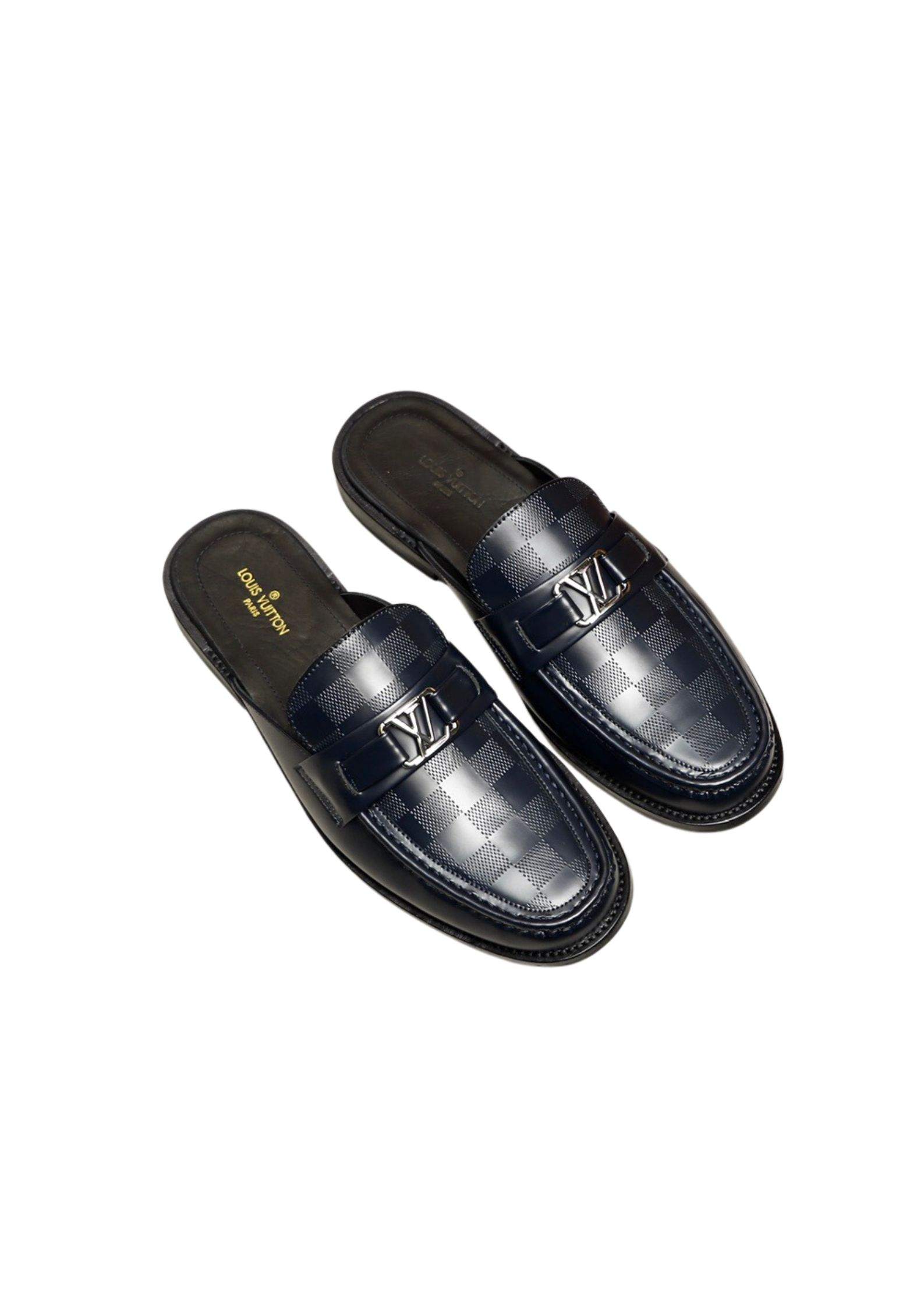 L0vis Vvtt0n Major Open Back With Square Pattern Loafer Dark Blue For Men