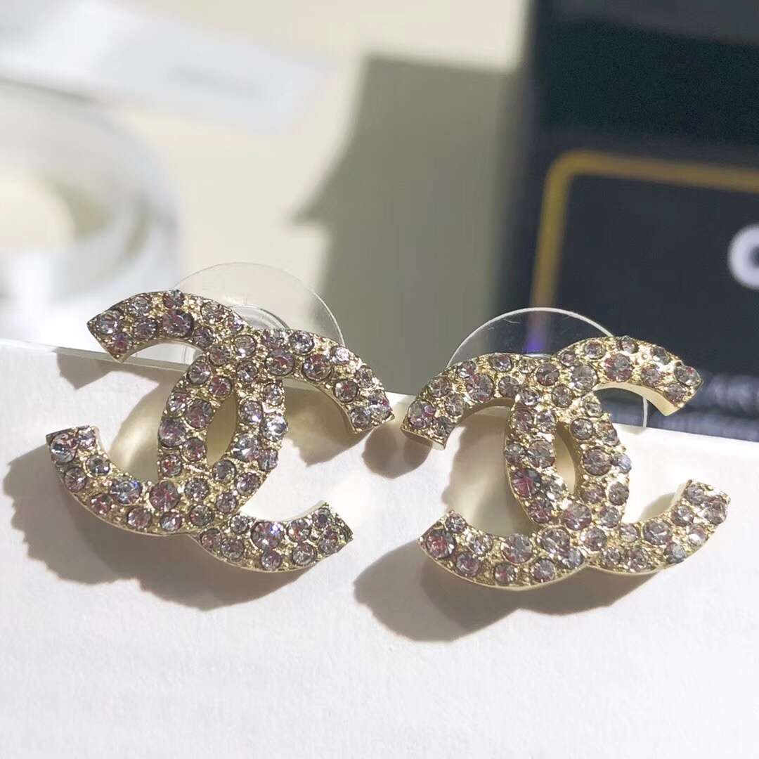 Ch**el D1am0nd Earrings Gold For Women