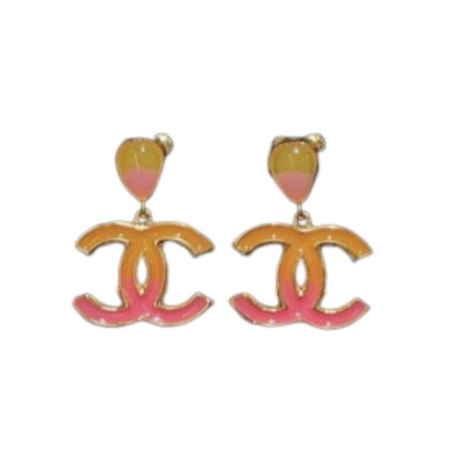 Ch**el Enamel Earrings Yellow For Women