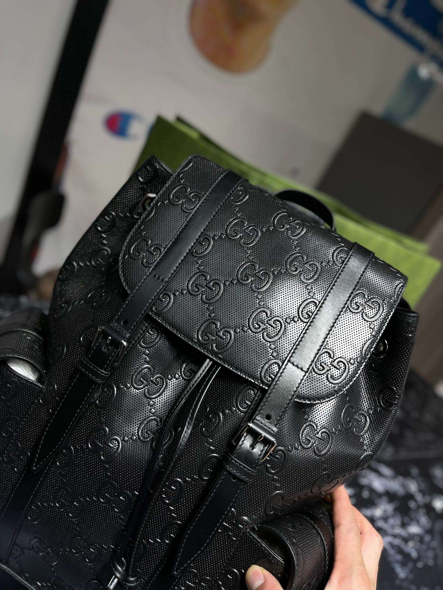 Gvc*1 Embossed Backpack GG Black For Men 41cm / 16.1in 625770 1W3BN 1000