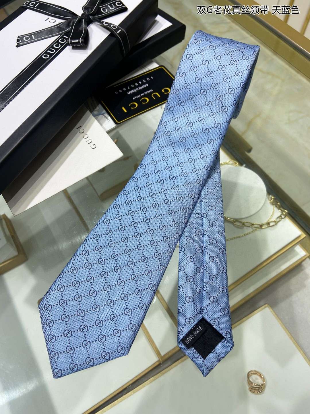 Gvc*1 Pattern Silk Tie Blue For Men