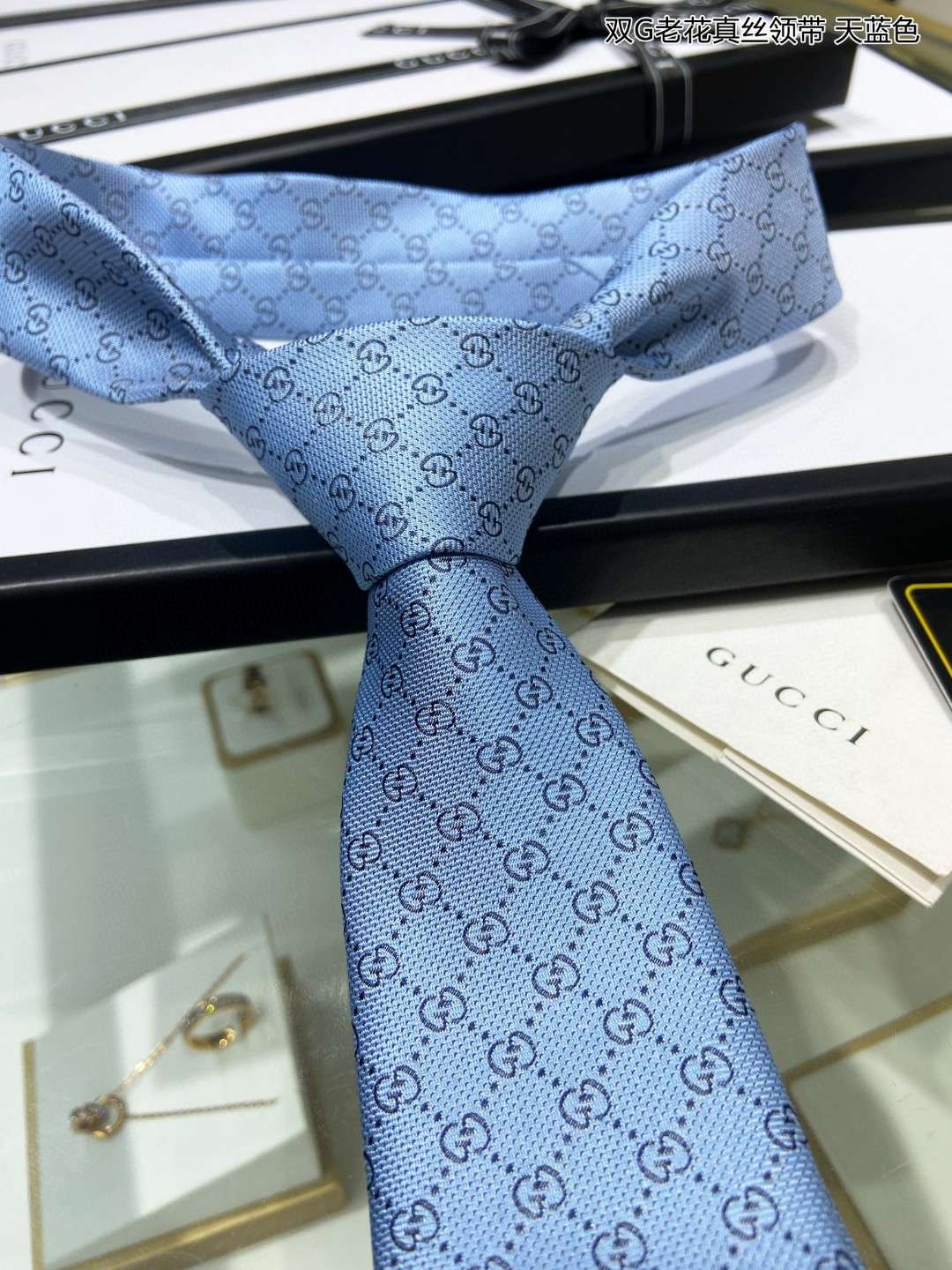 Gvc*1 Pattern Silk Tie Blue For Men