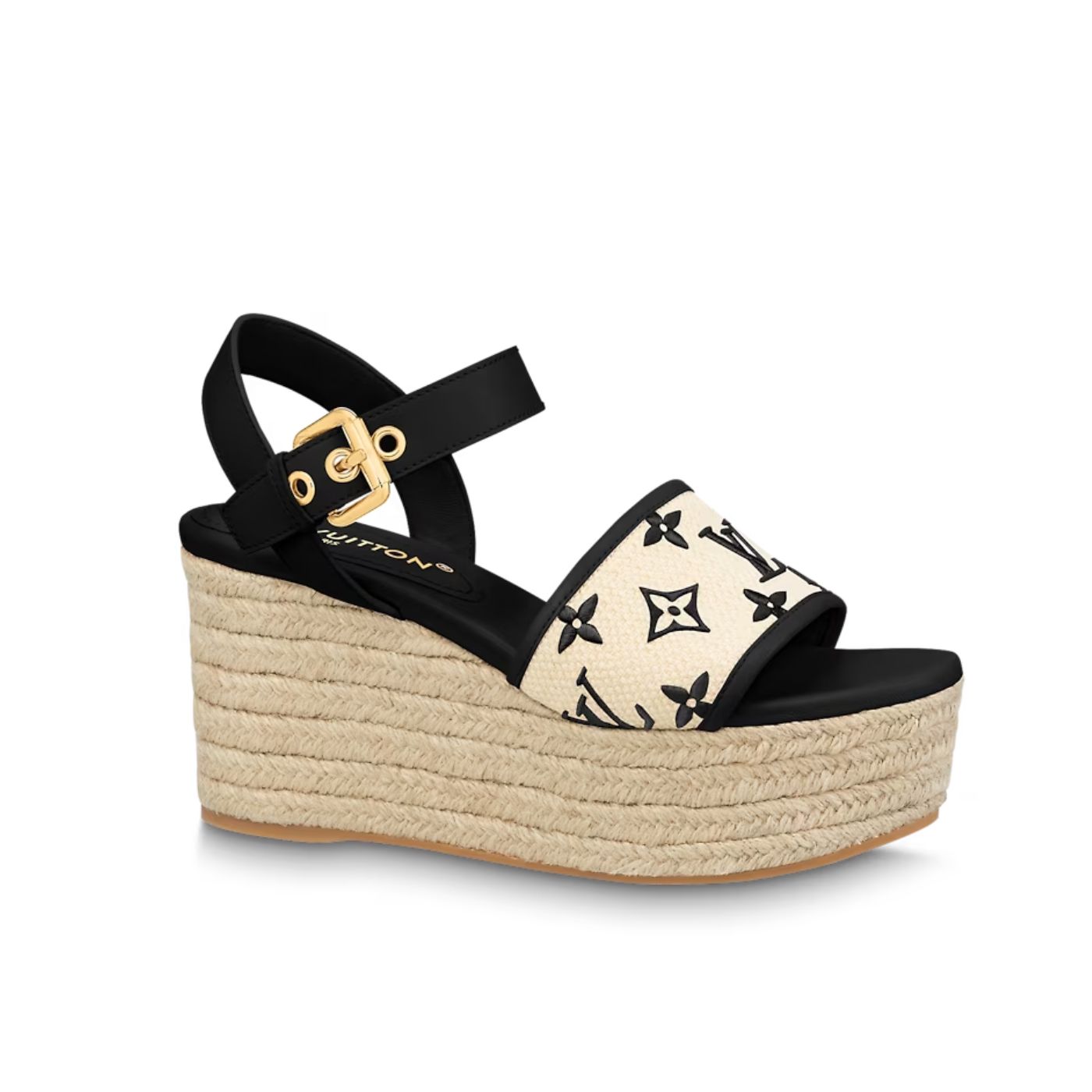 L0vis Vvtt0n Starboard Wedge Sandal Black For Women 1ABT17