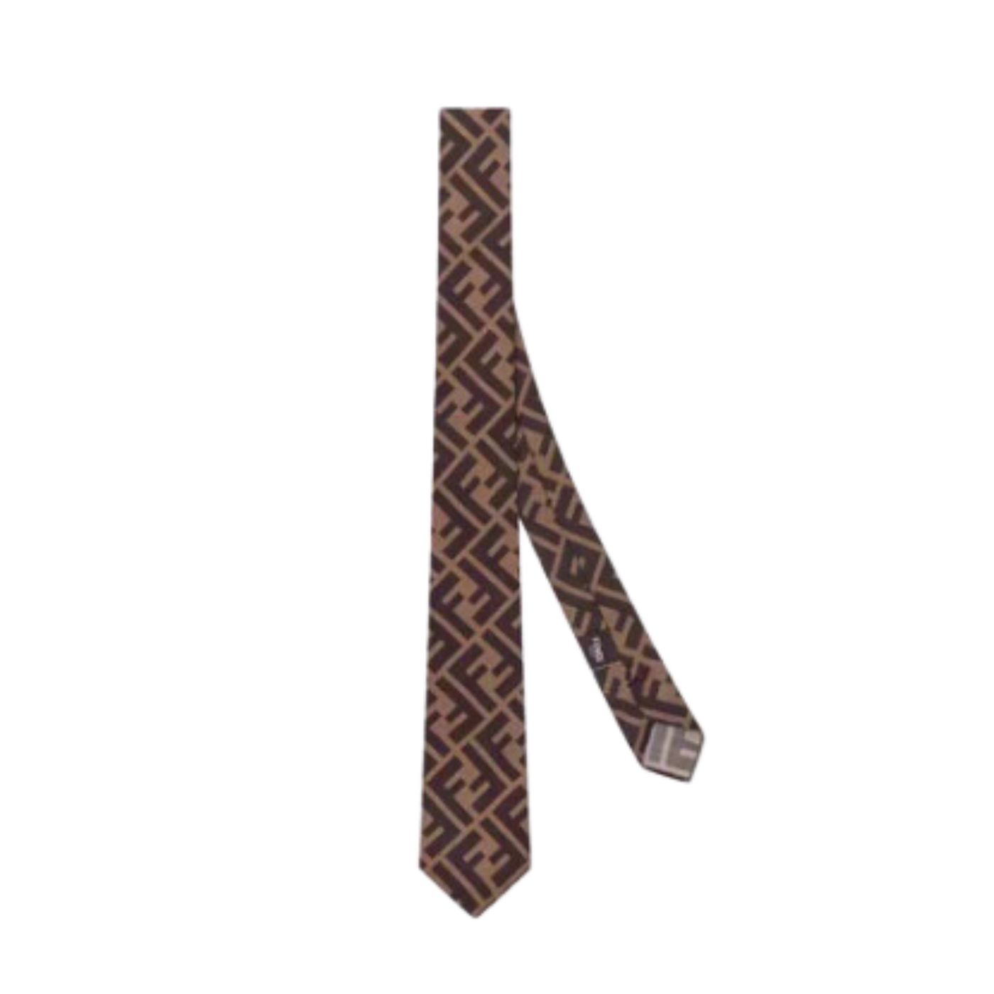 F**di Tie Silk Necktie Brown For Men