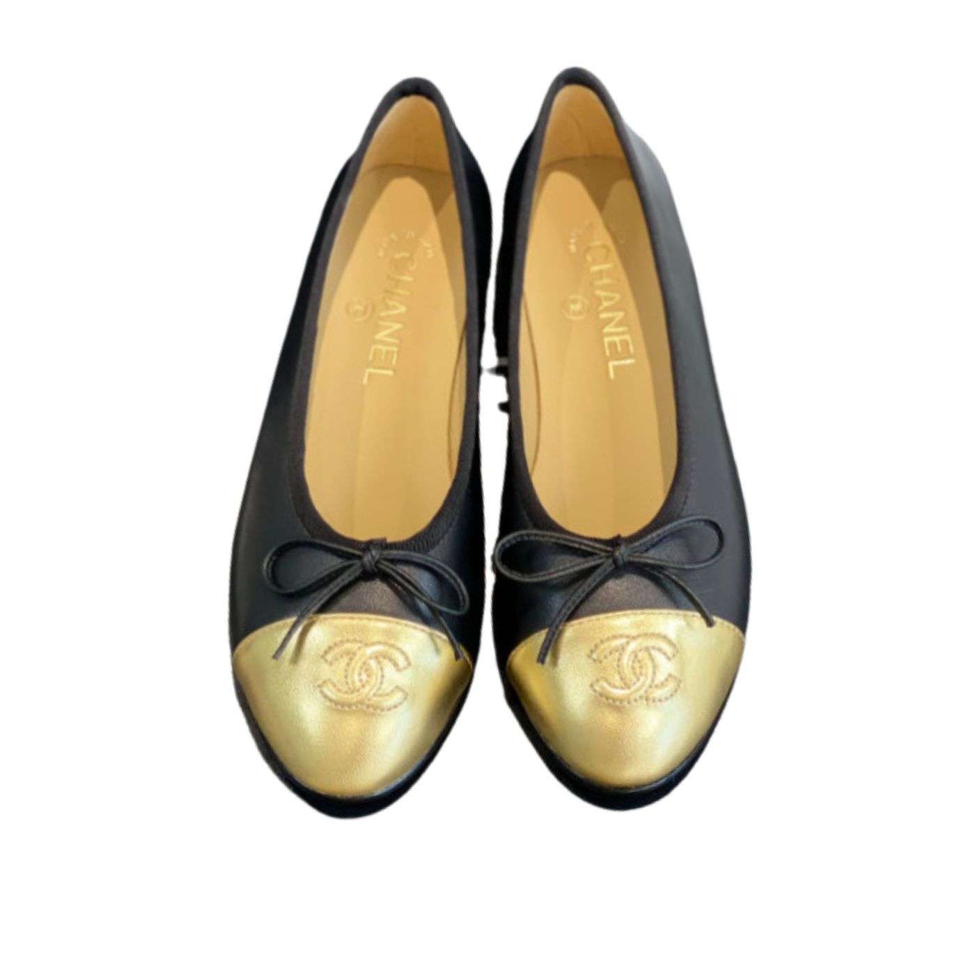 Ch**el Ballet Flats Black/Gold For Women