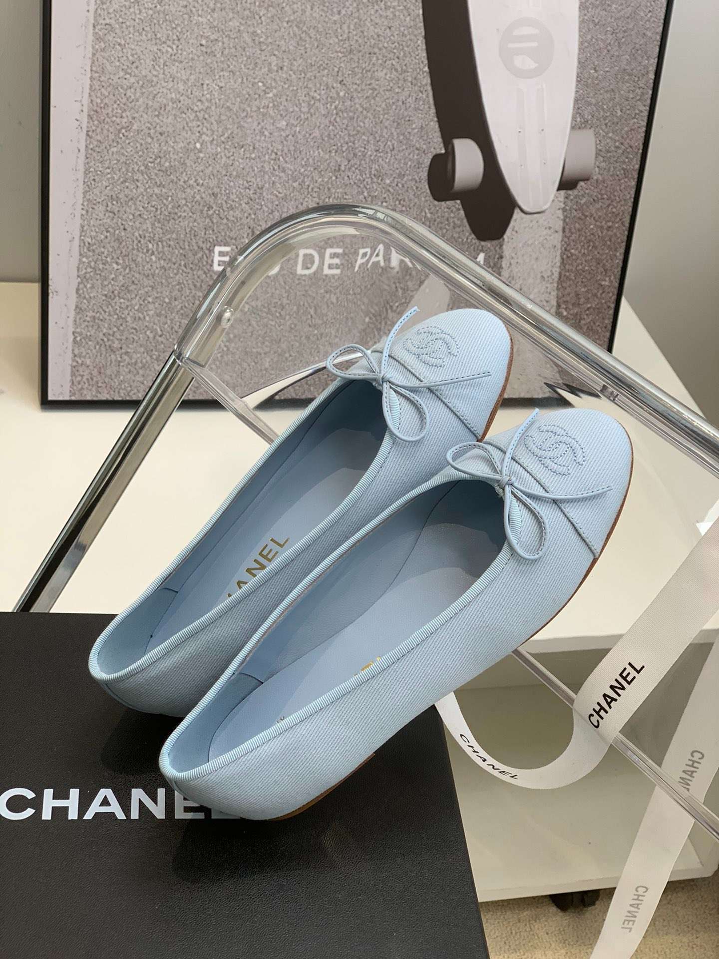 Ch**el Ballet Flats Light Blue For Women